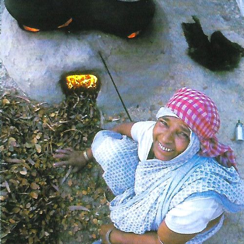 Woman making rice from paddy for a living Woman making rice from paddy for a living